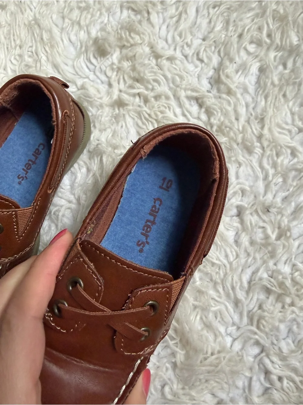 Carter's Brown Leather-Style Kids Boat Shoes